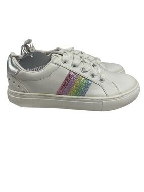 Gap Kids White Low Top Rainbow Glitter Lace Up Memory Foam Sneakers Size 12 NWT